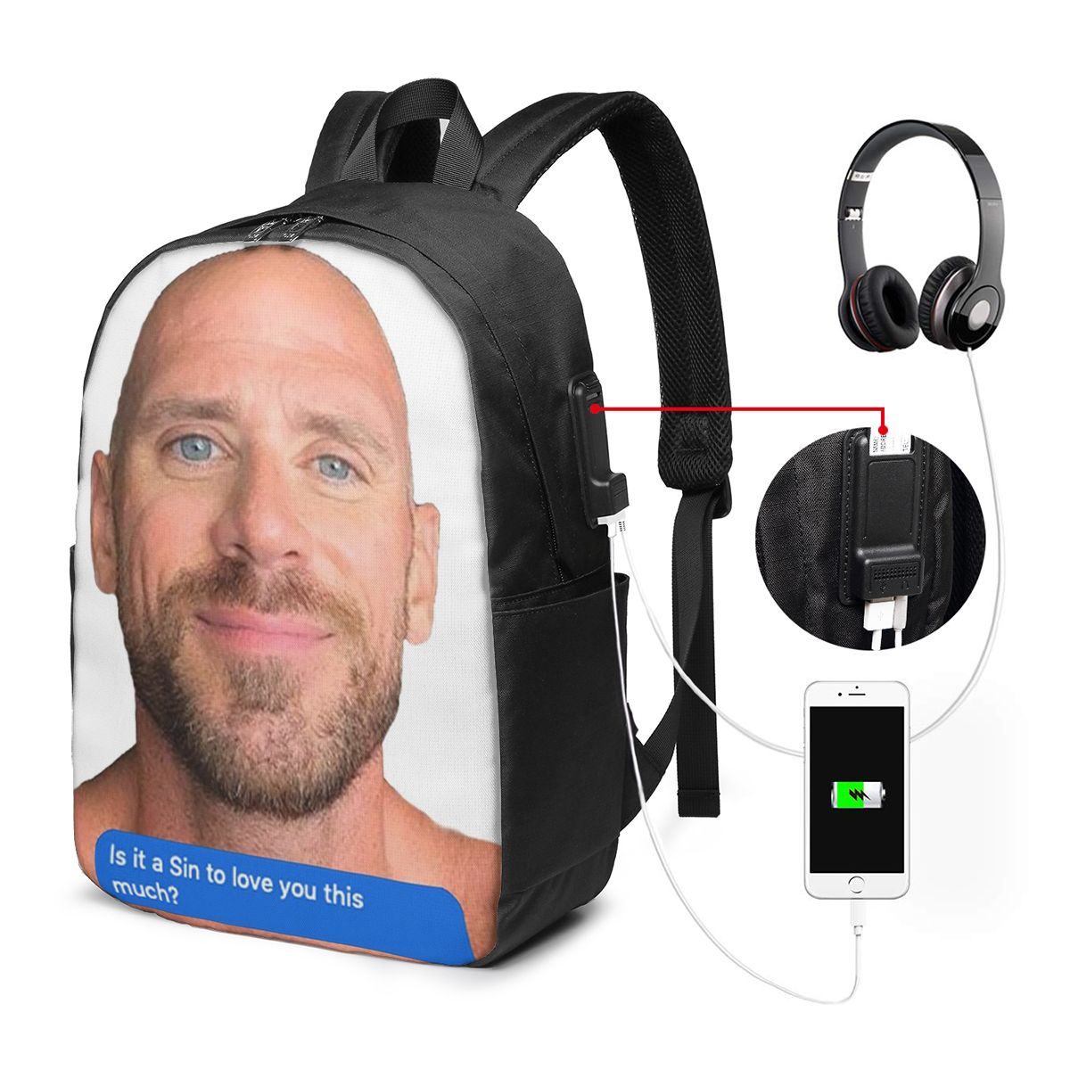 Zaino Johnny Sins Flirty Text  - Travel Accessories Men recensione e prezzo